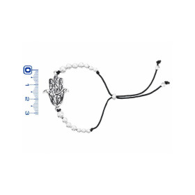 Pulsera Macrame Negro - Plata Mano de Fatima - Montero Joyeros