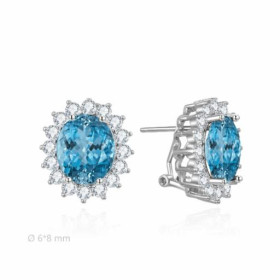 Pendientes Plata Roseta Color Aguamarina