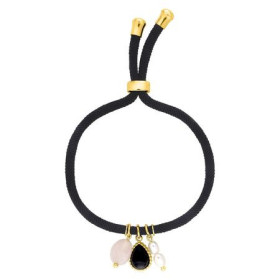 PULSERA CORDÓN AGATA CUARZO ROSA PERLA ACERO