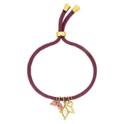 PULSERA CORDON PERLA ROSA RODODITA ACERO