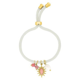 PULSERA CORDON PERLA BLANCA Y ROSA RODODITA ACERO