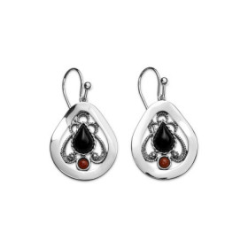 Pendientes Plata, Azabache y Coral