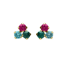 Pendientes botón Azure con cristal multicolor en Plata baño Oro