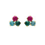 Pendientes botón Azure con cristal multicolor en Plata baño Oro