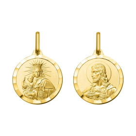 Medalla Escapulario Oro 18K | Sagrado Corazón y Virgen del Carmen