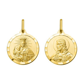 Medalla Escapulario Oro 18K | Sagrado Corazón y Virgen del Carmen
