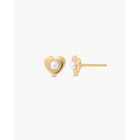 Pendientes Dorados Corazón y Perla Pure Love