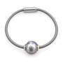Pulsera Cuero Perla Gris Majorica
