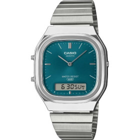 Reloj Casio Vintage AQ-240E-3AEF Plateado Esfera Verde Azulado