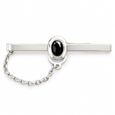 Pasador de Corbata Plata y Azabache - Montero Joyeros