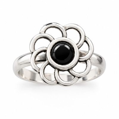 Azabache Jet Silver Ring - Montero Joyeros