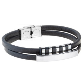 Pulsera de cuero y acero Duward
