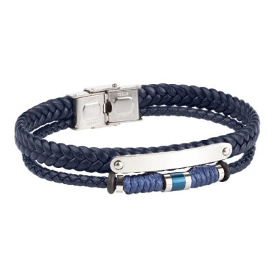 Pulsera de cuero y acero Duward