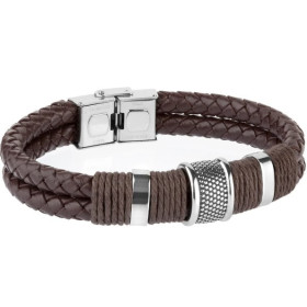 Pulsera de cuero y acero Duward