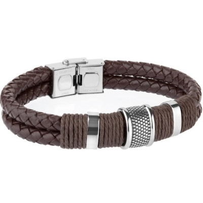 Pulsera de cuero y acero Duward