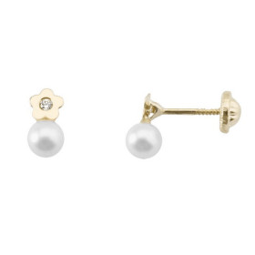 PENDIENTES ORO FLOR ZTA+PERLA CULTIVADA 4,5MM.