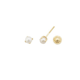 PENDIENTES ORO GARRAS PERLA 4MM.TUERCA
