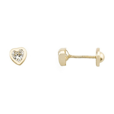PENDIENTES ORO CORAZON BISEL CIRCONITA