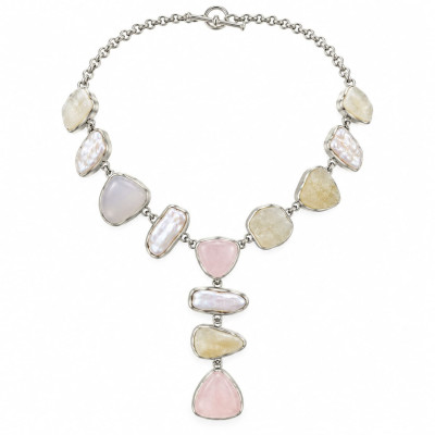 Collar Plata Cuarzo y Perla Barroca