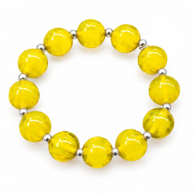Pulsera Cristal Bolitas Plata Elastica