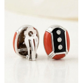 Pendientes Plata Coral Bambu y Circonitas