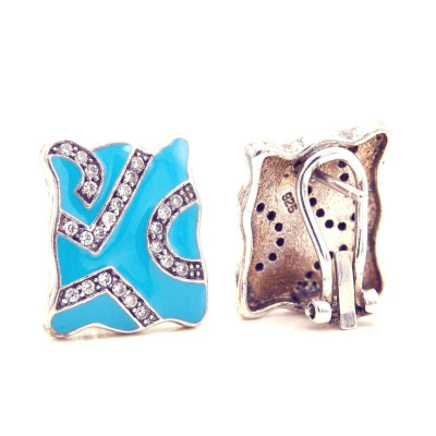 Pendientes Plata Esmalte y Circonitas