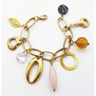 Pulsera Plata Chapada Colgantes