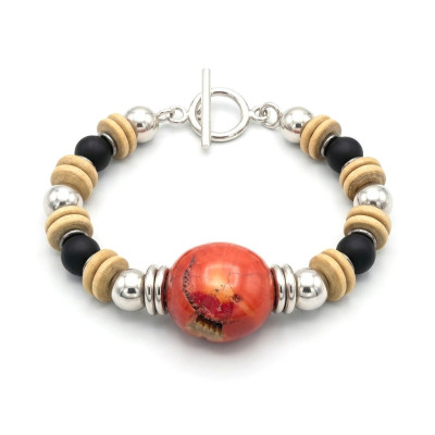 Pulsera Plata y Coral Esponja