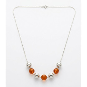 Collar Plata Bola Lisa y Color