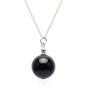 Collar Plata Bola Piedra Color