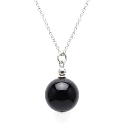 Collar Plata Bola Piedra Color