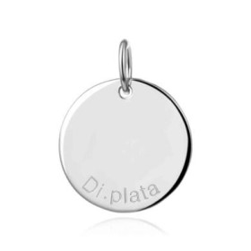 Colgante Plata Disco Brillo