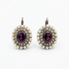 Pendientes Plata Cobriza Grantate y Perlitas