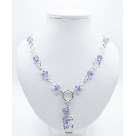 Collar Plata Anillas Cristal Facetado