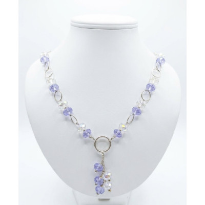 Collar Plata Anillas Cristal Facetado