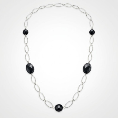 Collar Plata Anillas Onice Facetado