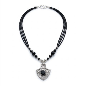 Collar Plata 800mls Etnico Onice Facetado