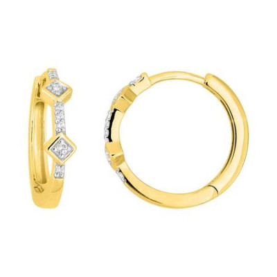 Pendientes Oro Aro Bisagra Diamante 0.06CT GH-P1