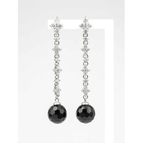 Pendientes Plata Circonitas y Onice Facetado
