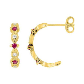 Pendientes Oro Aro Diamante 0.06CT GH-P1 y Rubies