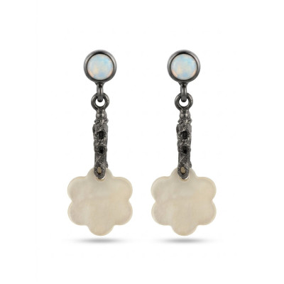 Pendientes Plata Flor