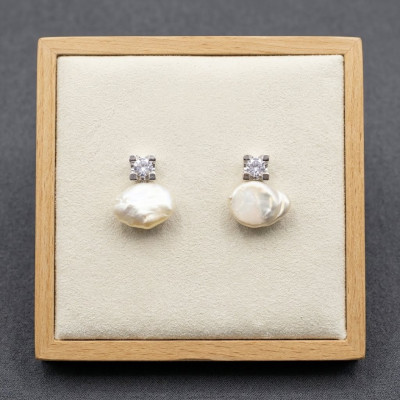 Pendientes de Perla Natural Barroca y Circonita