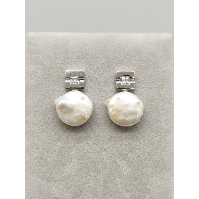 Pendientes de Perla Natural Barroca y Circonita