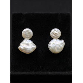 Pendientes Doble Perla Natural Barroca
