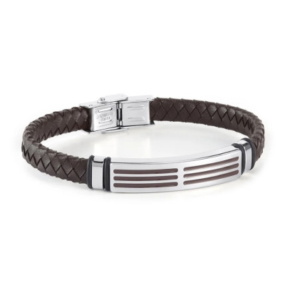 Pulsera de cuero y acero Duward
