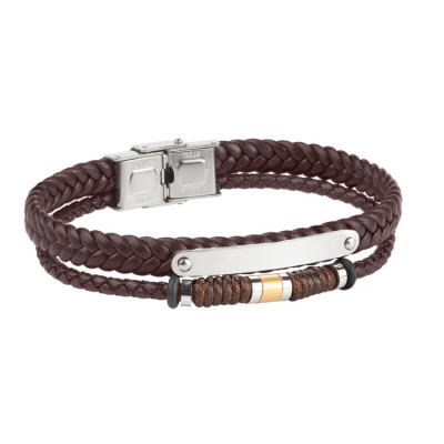 Pulsera de cuero y acero Duward