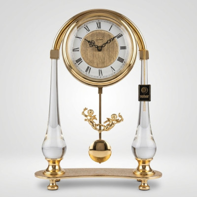 Reloj Sobremesa Cristal y Metal Dorado