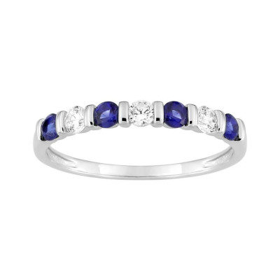 Sortija Plata Circonita Azul y Blanca